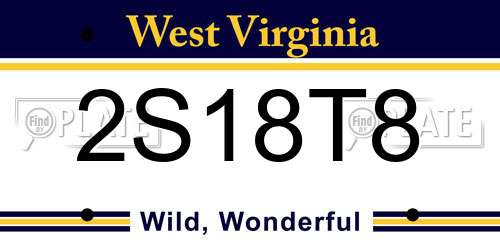 2S18T8 West Virginia License Plate