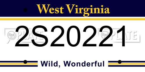 2S20221 West Virginia License Plate