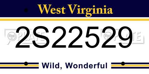 2S22529 West Virginia License Plate