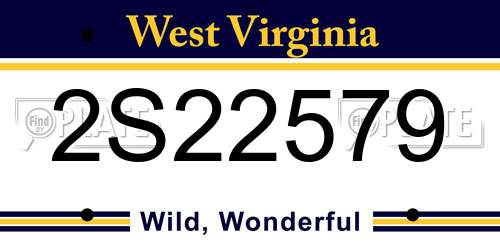 2S22579 West Virginia License Plate