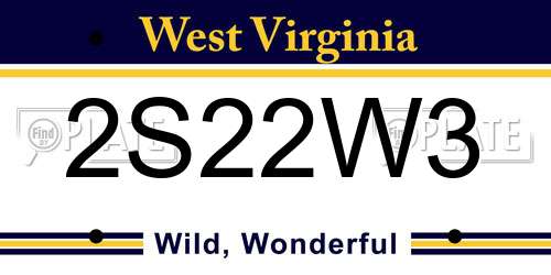 2S22W3 West Virginia License Plate