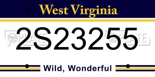 2S23255 West Virginia License Plate
