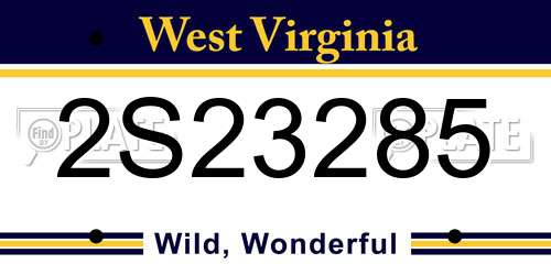 2S23285 West Virginia License Plate