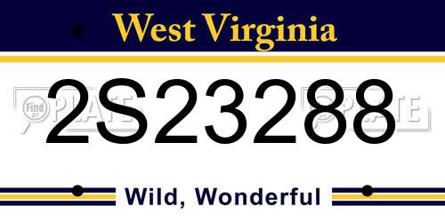 2S23288 West Virginia License Plate