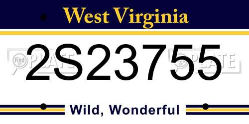 2S23755 West Virginia License Plate