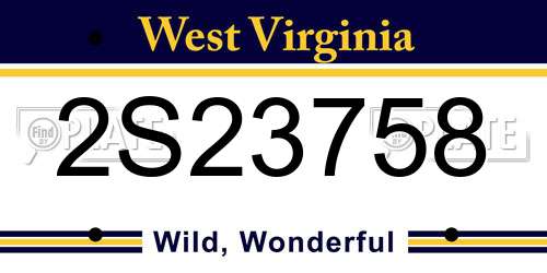 2S23758 West Virginia License Plate