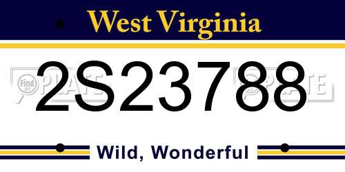 2S23788 West Virginia License Plate