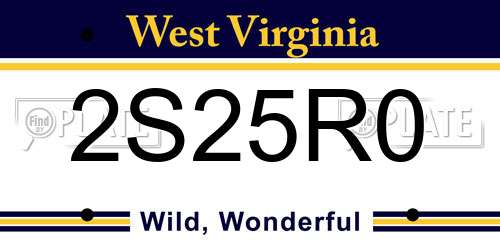 2S25R0 West Virginia License Plate