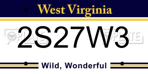 2S27W3 West Virginia License Plate