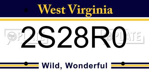 2S28R0 West Virginia License Plate