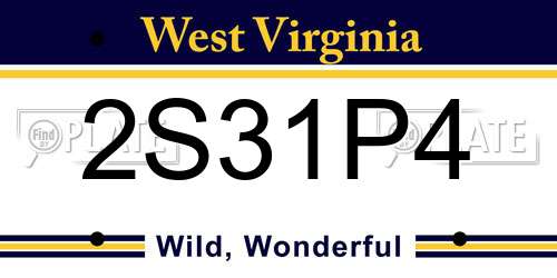 2S31P4 West Virginia License Plate