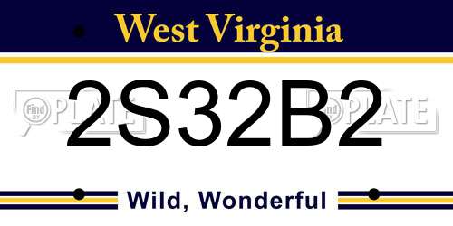 2S32B2 West Virginia License Plate
