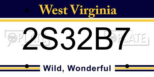 2S32B7 West Virginia License Plate