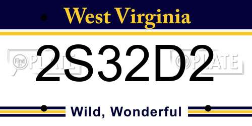 2S32D2 West Virginia License Plate