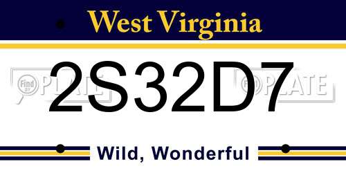 2S32D7 West Virginia License Plate