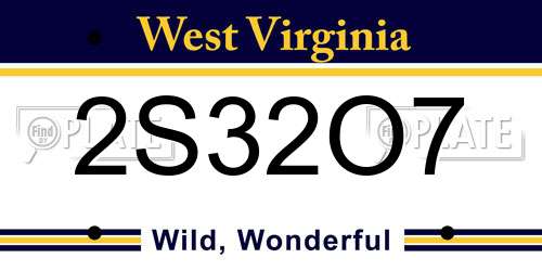 2S32O7 West Virginia License Plate