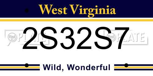 2S32S7 West Virginia License Plate