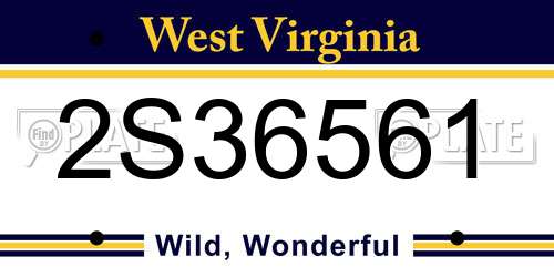 2S36561 West Virginia License Plate