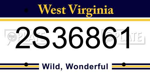 2S36861 West Virginia License Plate
