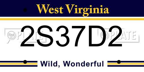 2S37D2 West Virginia License Plate