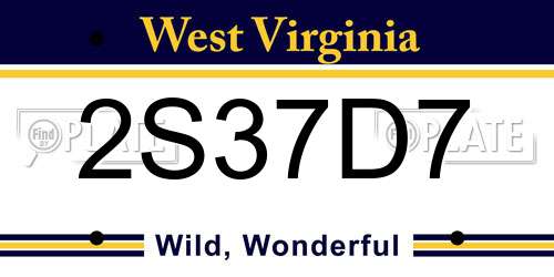 2S37D7 West Virginia License Plate