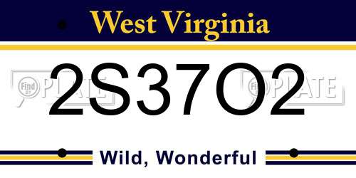 2S37O2 West Virginia License Plate