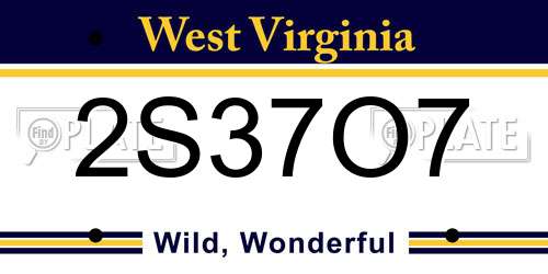 2S37O7 West Virginia License Plate