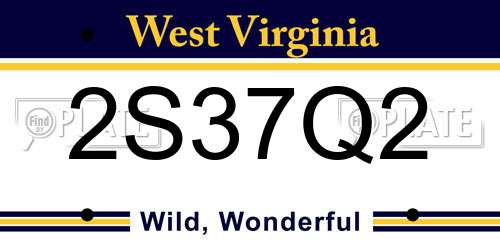 2S37Q2 West Virginia License Plate