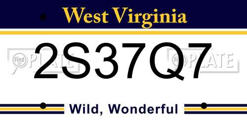 2S37Q7 West Virginia License Plate