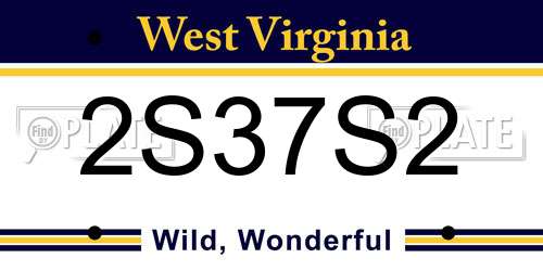 2S37S2 West Virginia License Plate