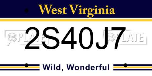 2S40J7 West Virginia License Plate