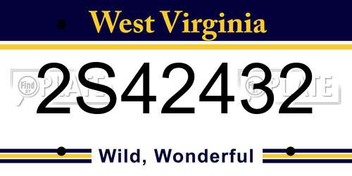 2S42432 West Virginia License Plate