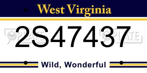 2S47437 West Virginia License Plate