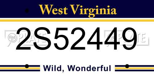 2S52449 West Virginia License Plate