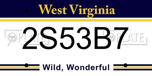 2S53B7 West Virginia License Plate