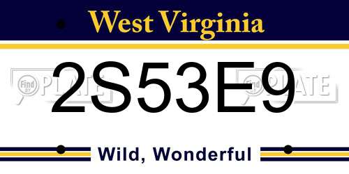 2S53E9 West Virginia License Plate