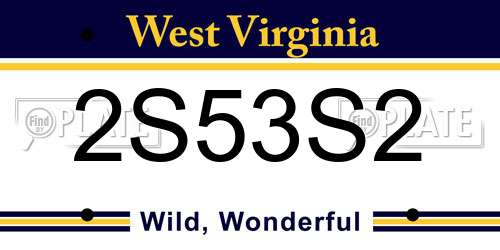 2S53S2 West Virginia License Plate