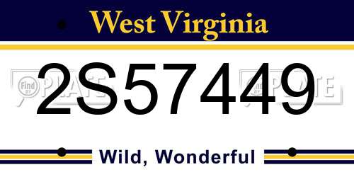2S57449 West Virginia License Plate