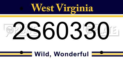 2S60330 West Virginia License Plate