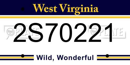 2S70221 West Virginia License Plate