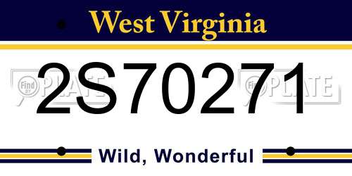 2S70271 West Virginia License Plate