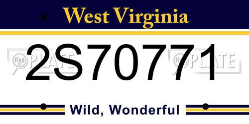2S70771 West Virginia License Plate