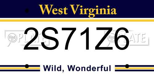 2S71Z6 West Virginia License Plate