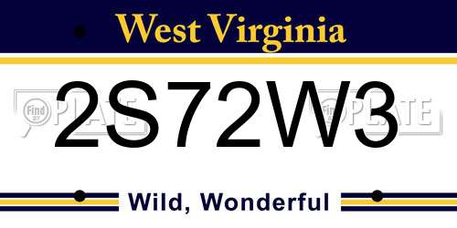 2S72W3 West Virginia License Plate