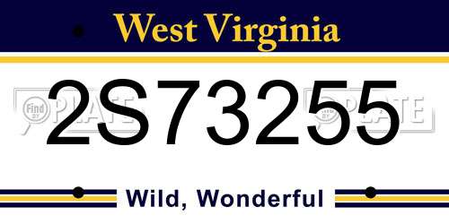 2S73255 West Virginia License Plate