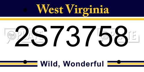2S73758 West Virginia License Plate