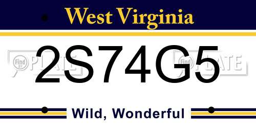 2S74G5 West Virginia License Plate