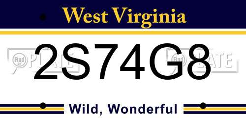 2S74G8 West Virginia License Plate