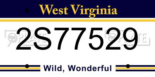 2S77529 West Virginia License Plate