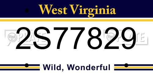 2S77829 West Virginia License Plate